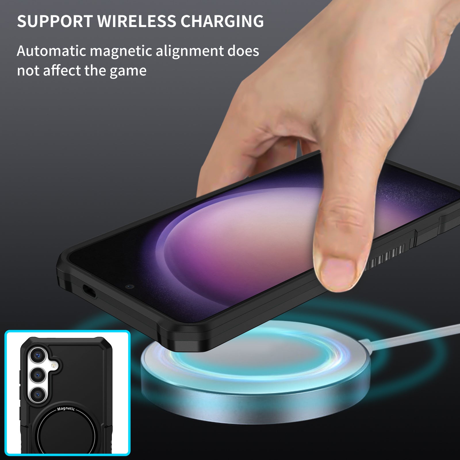 For Samsung Galaxy S24+ Magnetic Case PC + TPU Scratch-Resistant Back Cover For Samsung Galaxy S24+ Magnetic Case PC + TPU Scratch-Resistant Back Cover